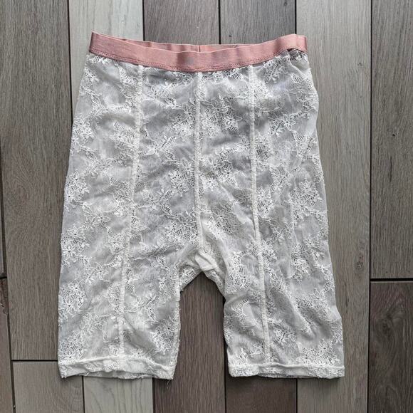Free People Pants - Free People Lucy Lace Bike Shorts White Pink Trim XS